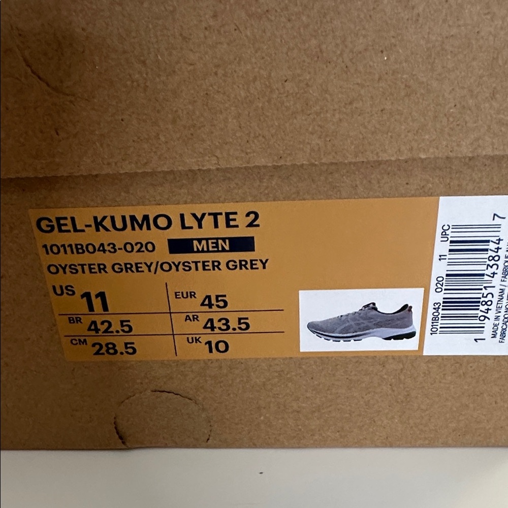 Asics Men’s Gel-Kumo Lyte 2 Oyster Grey Oyster Grey Size 11 New in Box! - Picture 10 of 10